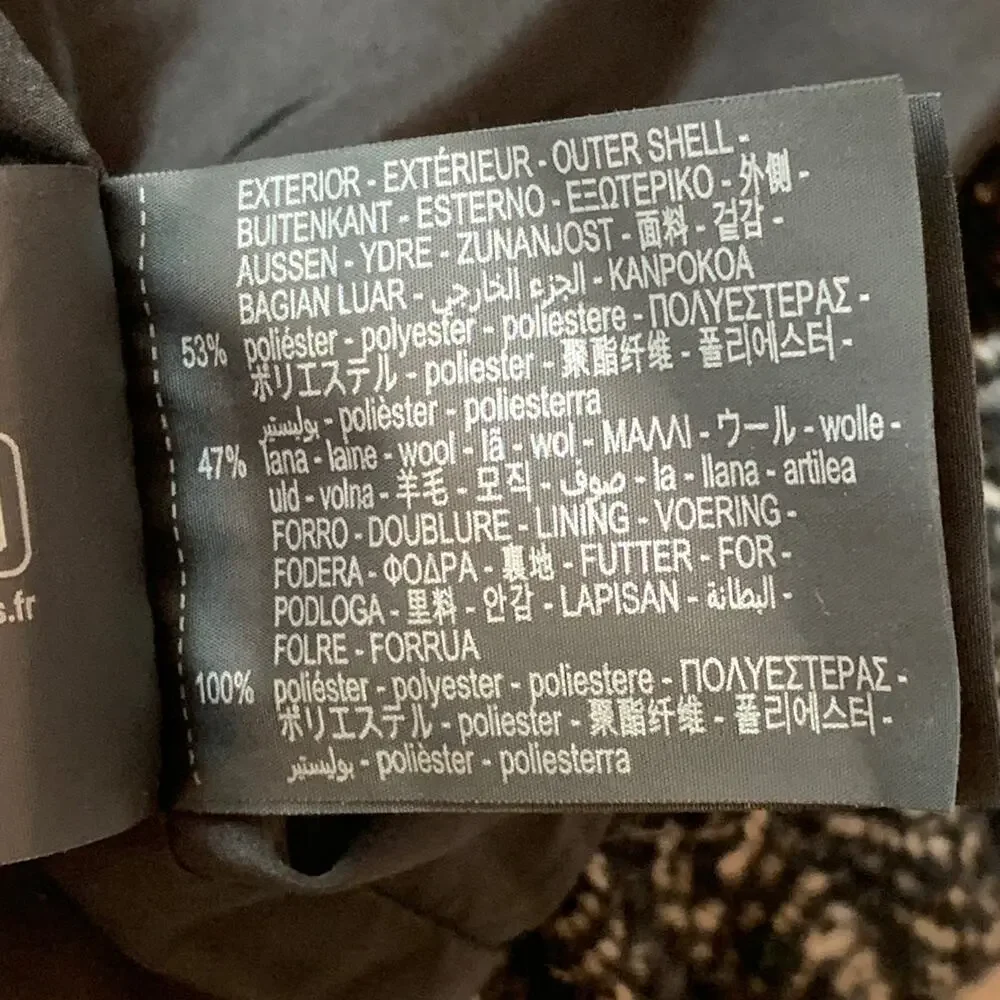 ZARA Bomber Jacket Women Medium Black Gray Zip Tweed Lined Classic - Picture 12 of 13